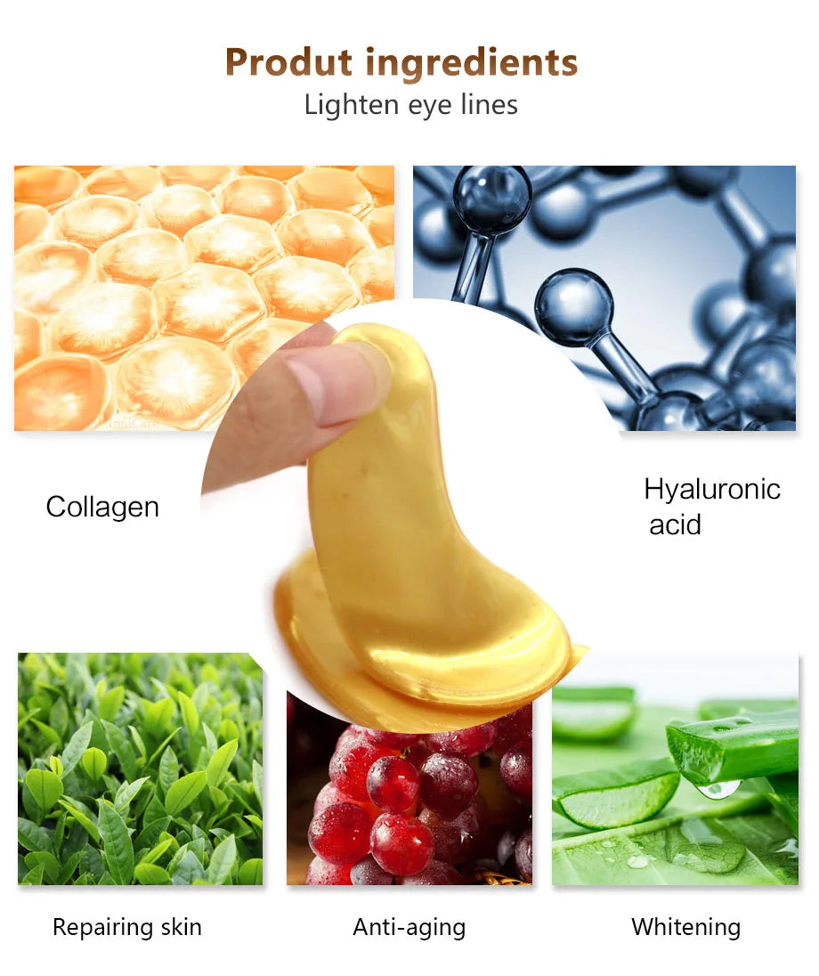 100pcs (50 Paia) Maschere Occhi al Collagene Oro - Anti-Età Anti Occhiaie Idratanti Patch Contorno Occhi