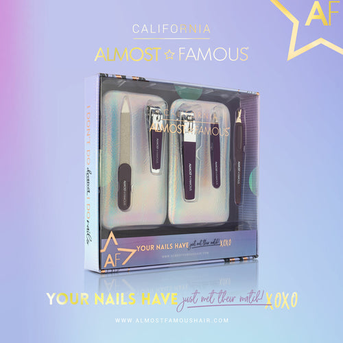 Kit Manicure Deluxe Almost Famous con Custodia Olografica Argento